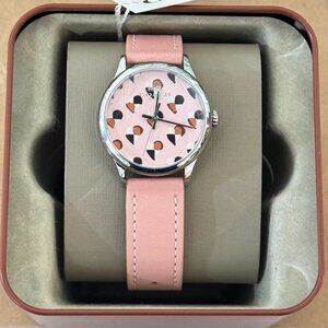 Coach W1546 14502983 Women's Checker Heart Blush Pink Leather Strap Watch